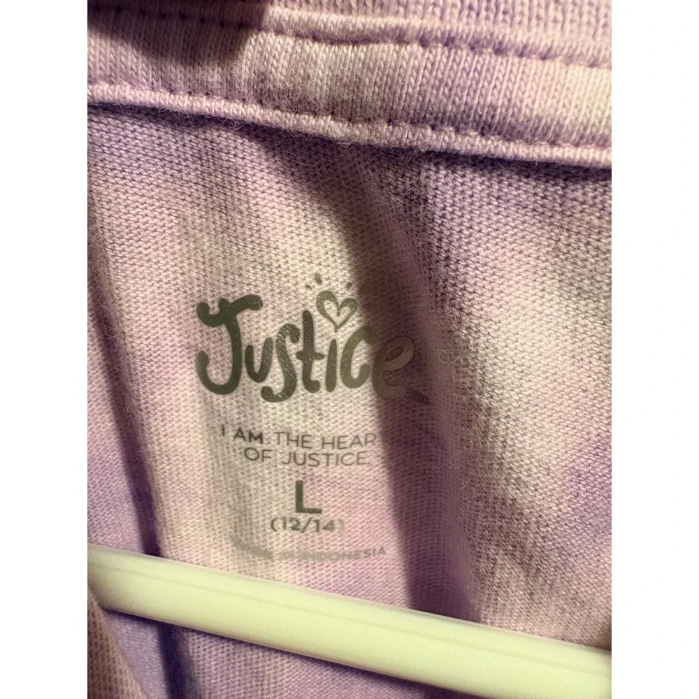 Justice Purple Tie Dye Button Up Polo Sz L YOUTH (12-14)